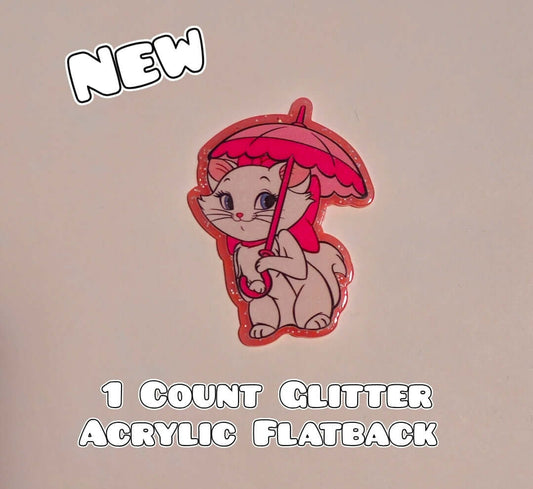 Glitter Acrylic Flatback- Acrylic Planer Resin Charm- Cat Marie Character