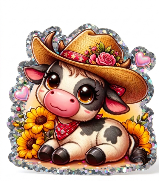 Glitter Acrylic Flatback- Acrylic Planer Resin Charm- Animal Country Cow