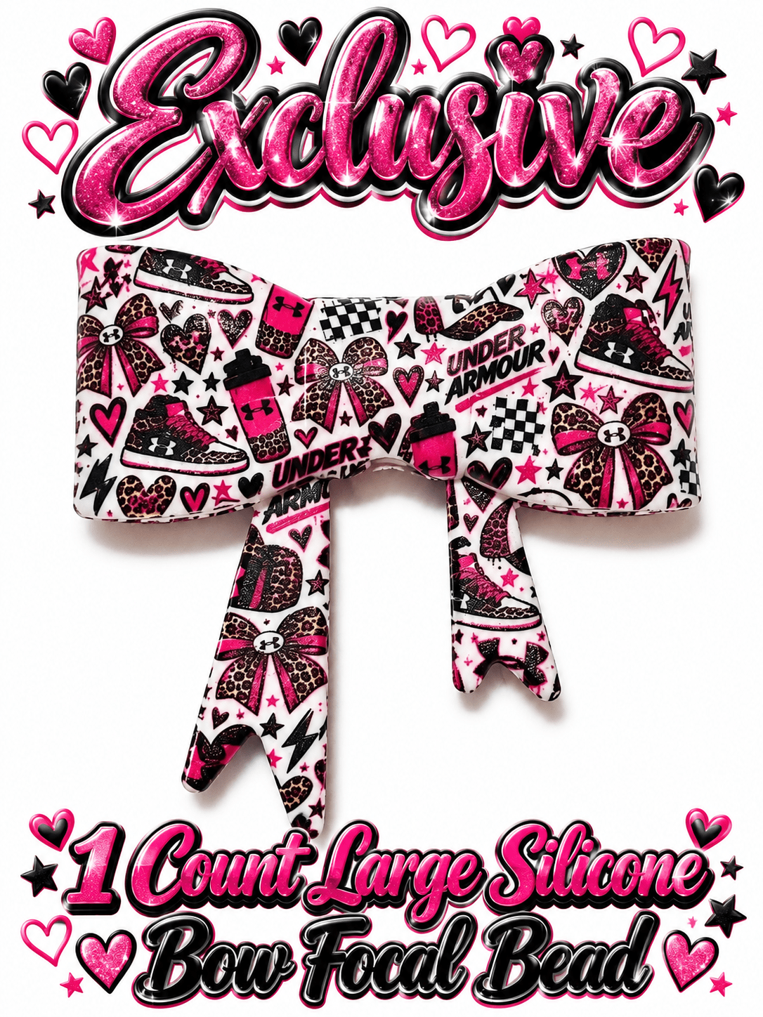 New Shop Exclusive 1 Count Large Silicone Bow UNDER ARMOUR PINK