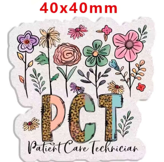 Glitter Acrylic Flatback- Acrylic Planer Resin Charm- Medical Patient Care Technician