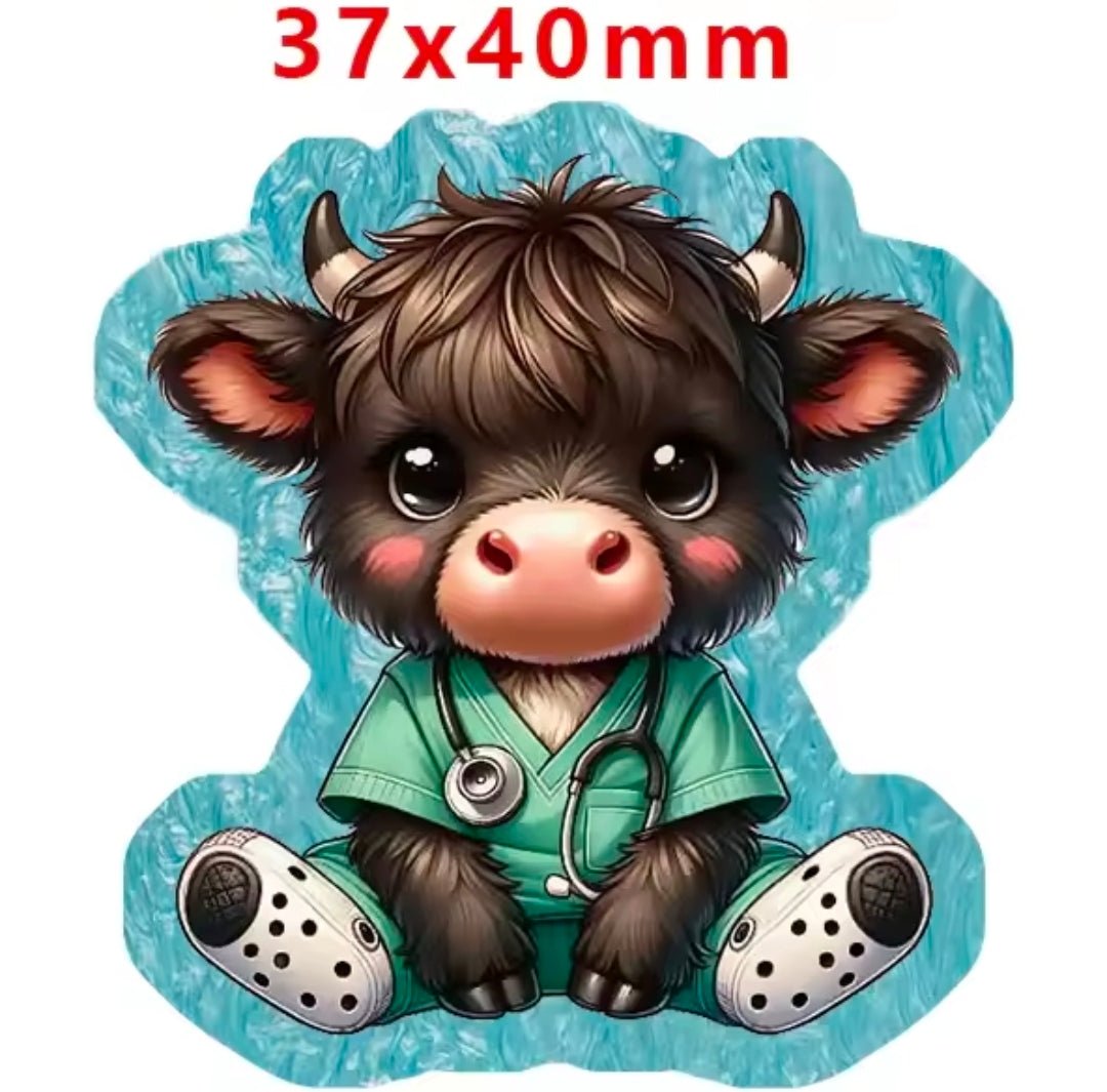 Glitter Acrylic Flatback- Acrylic Planer Resin Charm Western Medical Cow Boy
