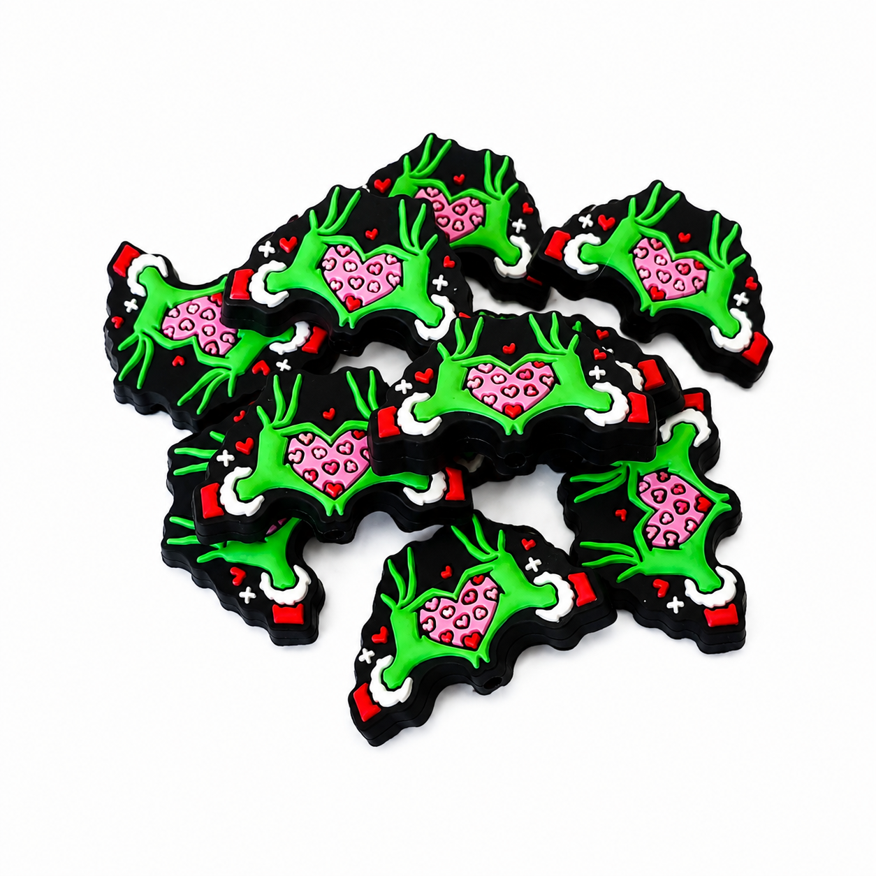 1 Count Focal Bead Grinch Hands & Heart