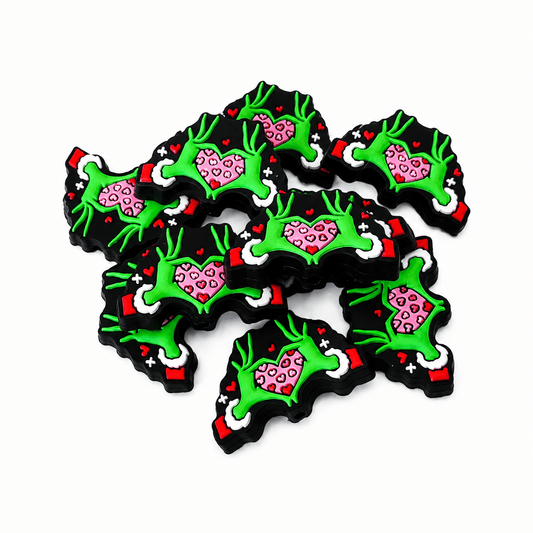 1 Count Focal Bead Grinch Hands & Heart