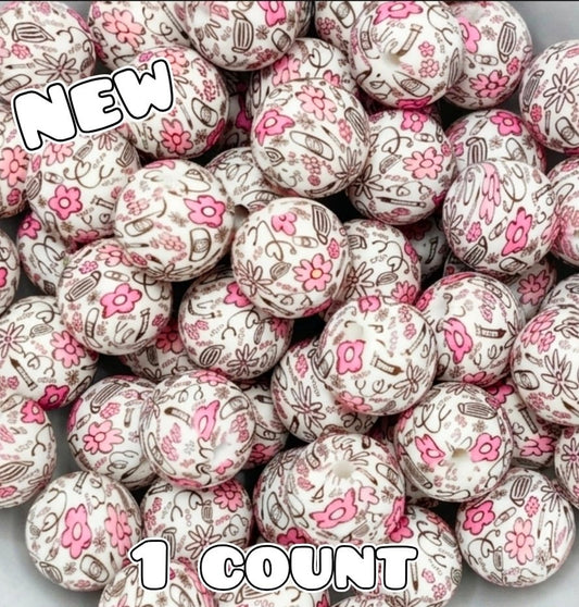 New 1 Count 15mm printed silicone beads Medical