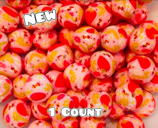 New 1 Count DIY Silicone Beads 15mm printed Strawberry Dreams