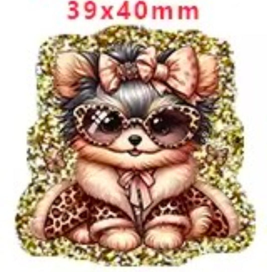 Glitter Acrylic Flatback- Acrylic Planer Resin Charm- Animal Dog