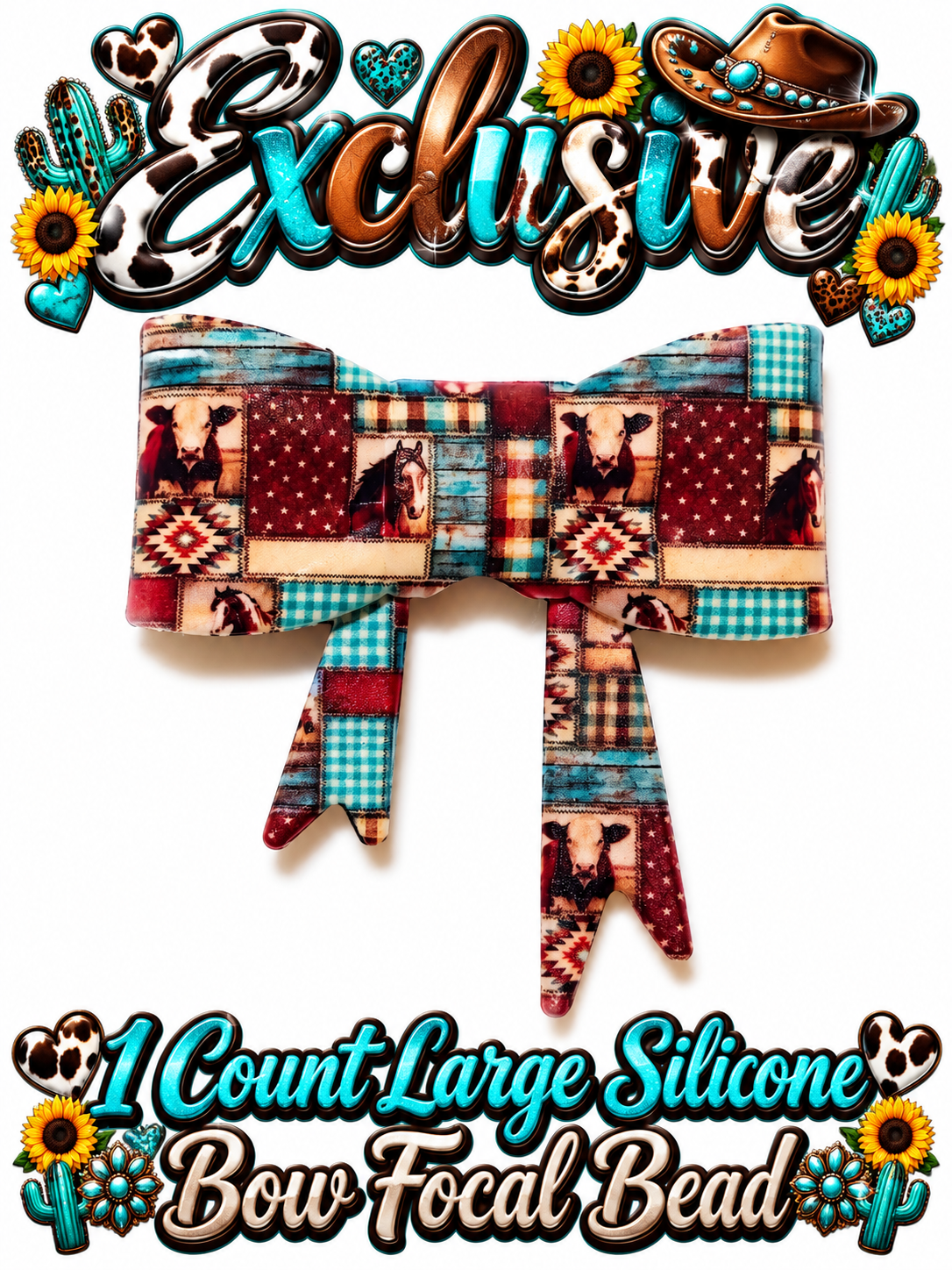 New Shop Exclusive 1 Count Large Silicone Bow COWS & HORSE