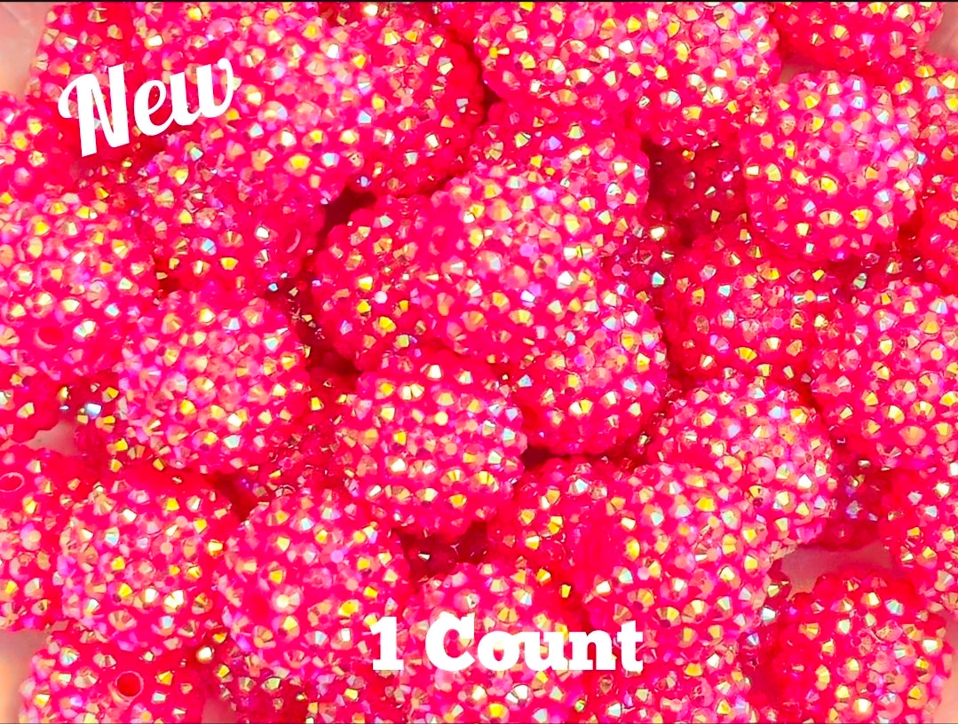 New Color 2 Size Options Acrylic Rhinestone Beads 1 Count UV ROSE PETAL PINK Shimmer