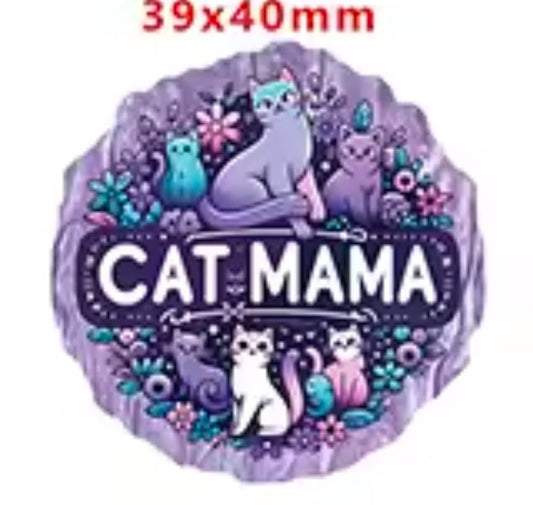 Glitter Acrylic Flatback- Acrylic Planer Resin Charm- Cat Mama