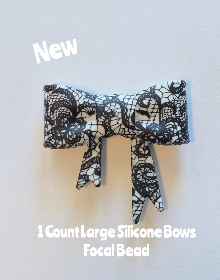 New 1 Count Large Bows Focal Bead