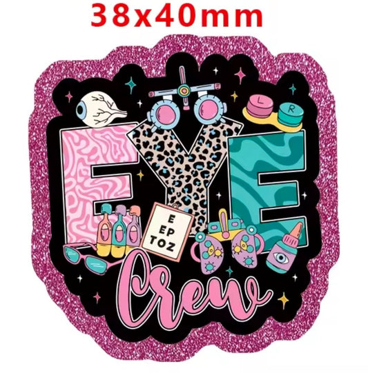 Glitter Acrylic Flatback- Acrylic Planer Resin Charm- Medical Eye Crew