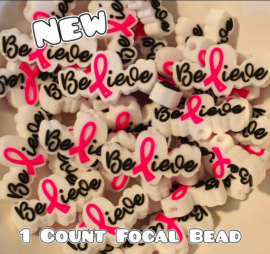 1 Count Focal Bead Breast Cancer Believe