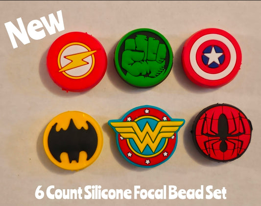 New Super Heroes Focal Beads 6 Count DIY Bead Supplies