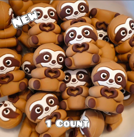 New 1 Count Focal Bead Sloth 3D