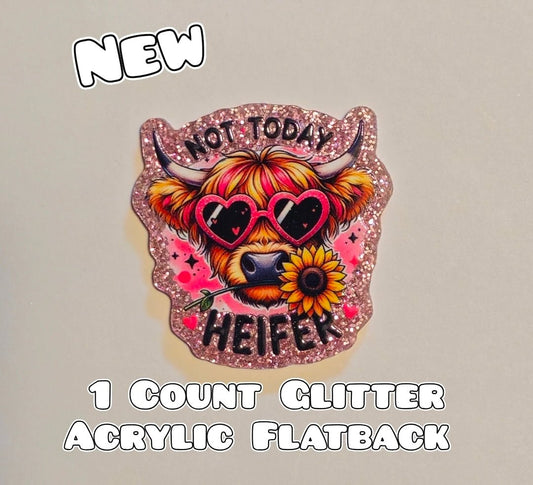 Glitter Acrylic Flatback- Acrylic Planer Resin Charm- Cow Sassy