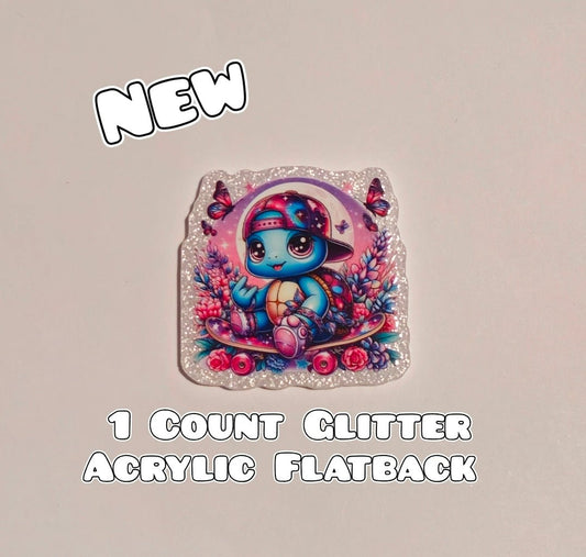 Glitter Acrylic Flatback- Acrylic Planer Resin Charm- Turtles
