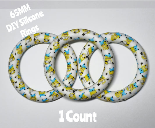 1 Count DIY 65MM Silicone Rings Craft Supplies Beadable Blanks Minions