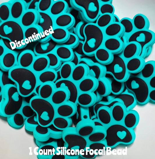 Clearance Teal Paws Focal Beads 1 Count DIY Bead Supplies