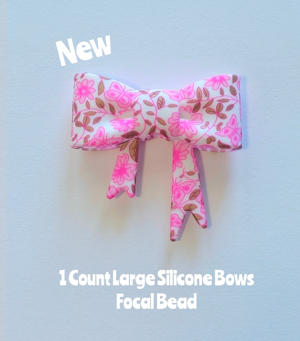 New 1 Count Large Bows Focal Bead
