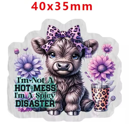 Glitter Acrylic Flatback- Acrylic Planer Resin Charm- Cow