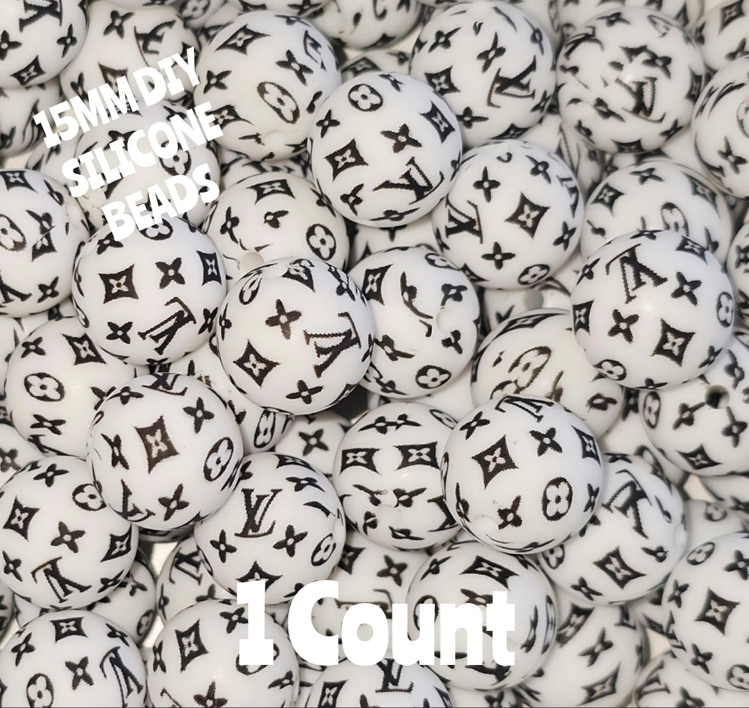 New 1 Count 15mm printed Luxury silicone beads