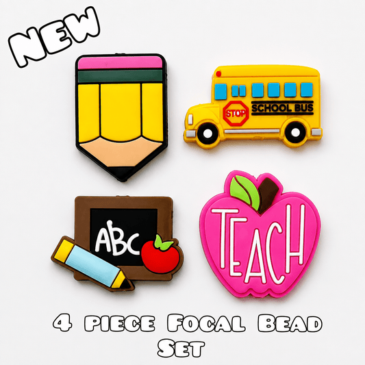 New 4 Count School Teacher Focal Bead Set