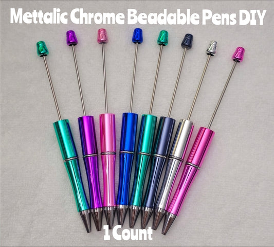 1 Count DIY Beadable Pen Blanks Mettalic Chrome Craft Supplies