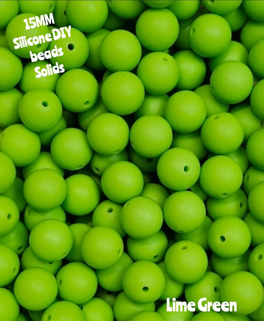 15mm DIY Silicone Solids 1 Count Lime Green