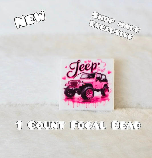 New 1 Count Focal Bead Jeep Girl. Pen is example bead only