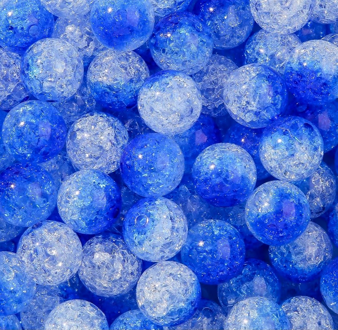 10 count 16MM Acrylic Ombre Sparkle Crackle Beads 2 Toned