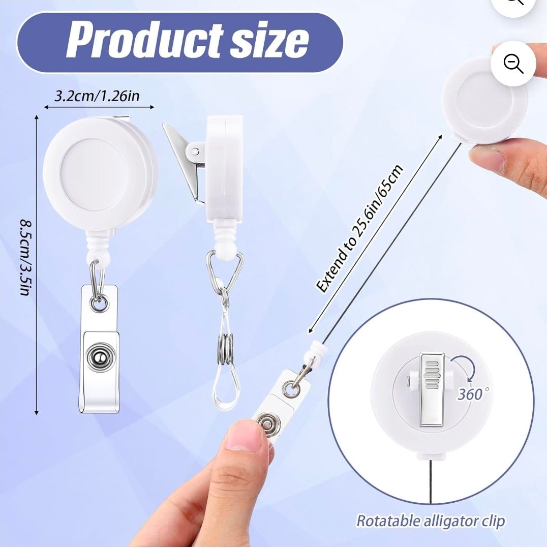 New 1 Count 360 Alligator Clip Badge Reel