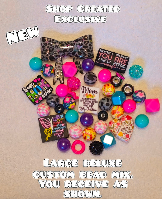 Deluxe Large Silicone & Acrylic Bead Mix Mom Inspirational Bows