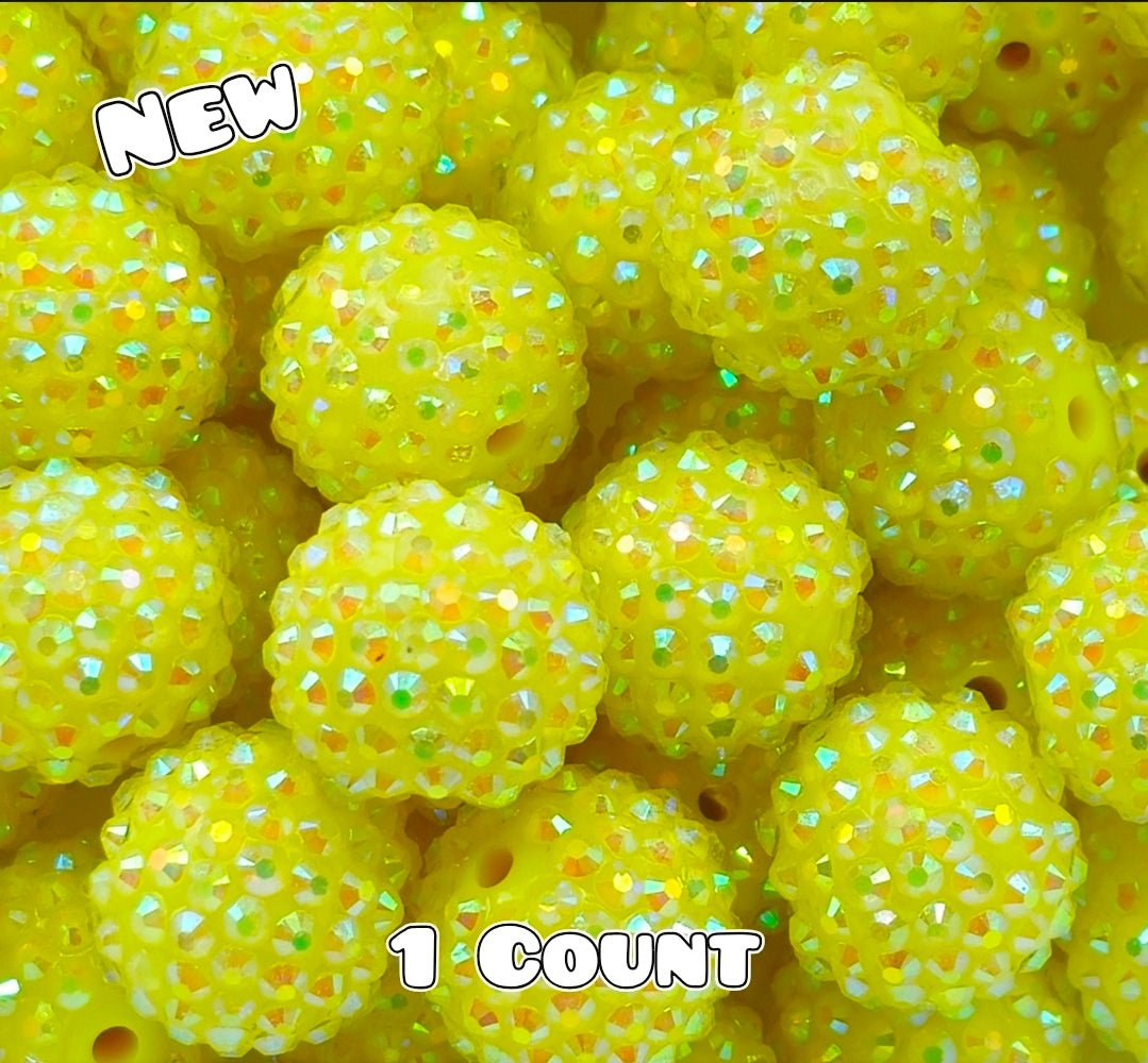 20MM New 1 Count Acrylic Rhinestone Beads PASTEL YELLOW