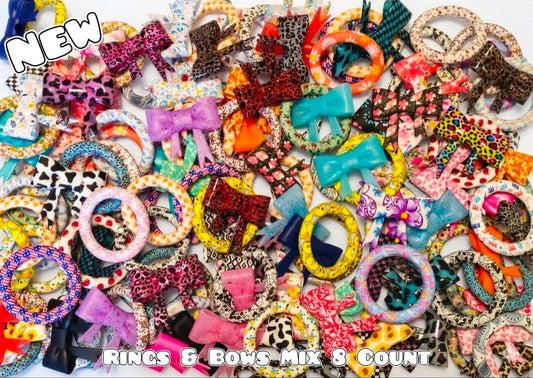 8 Count Mystery Mix Of 65mm Rings & Large Silicone Bow Focals