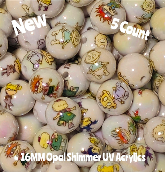 New 5 Count 16MM DIY Acrylic Beads Character Rugrats Craft Supplies