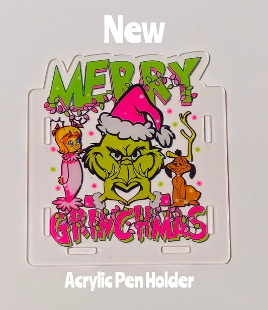 NEW Acrylic Pen Holder Box 1 Count Grinch.  Read description for directions and special handling.