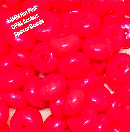 1 Count DIY 14 MM HOT PINK Silicone OPAL Acubus Spacer Beads Craft Supplies