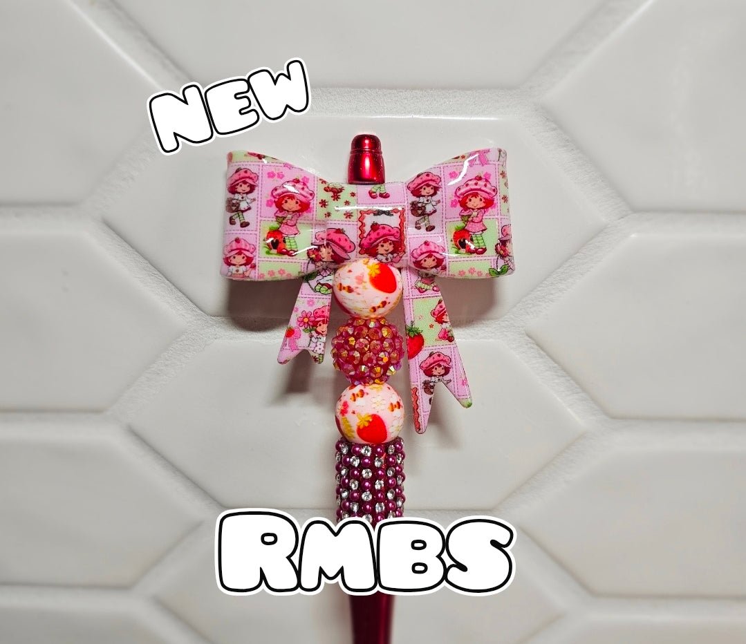 1 Count Character Strawberry Shortcake Large Silicone Bow Bead GLOSSY SHINY FINISH- Exclusive New Release