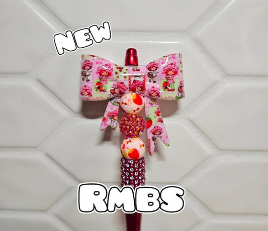 1 Count Character Strawberry Shortcake Large Silicone Bow Bead GLOSSY SHINY FINISH- Exclusive New Release