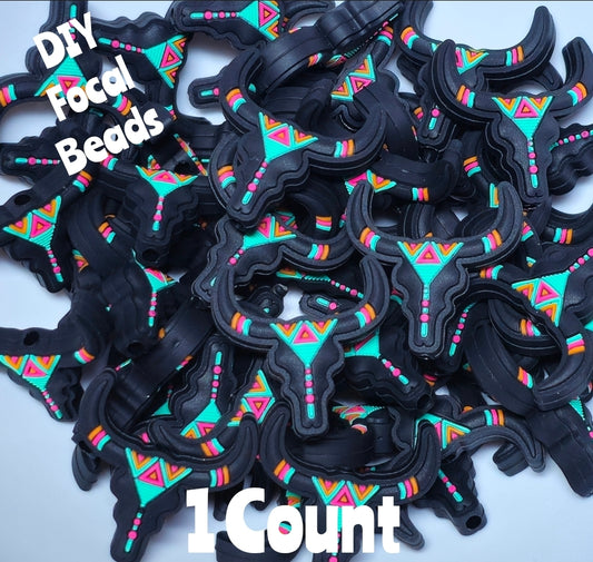 DIY Focal Bead 1 Count Craft Supplies Western Country Long Horns
