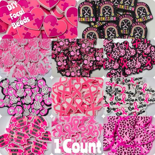 DIY Focal Bead 1 Count Craft Supplies Cancer Awareness Beads Breast Cancer