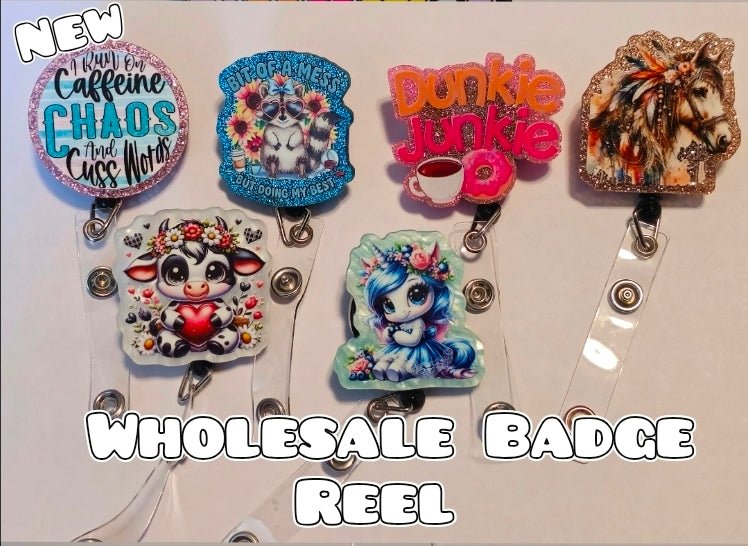 Wholesale Beadable Completed Badge Reels 360 alligator clip