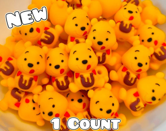 New 1 Count Focal Bead 3D Pooh Bear