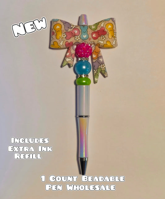 Wholesale Beadable Pens 1 Count Big Bow Easter Peeps Style Completed Pen