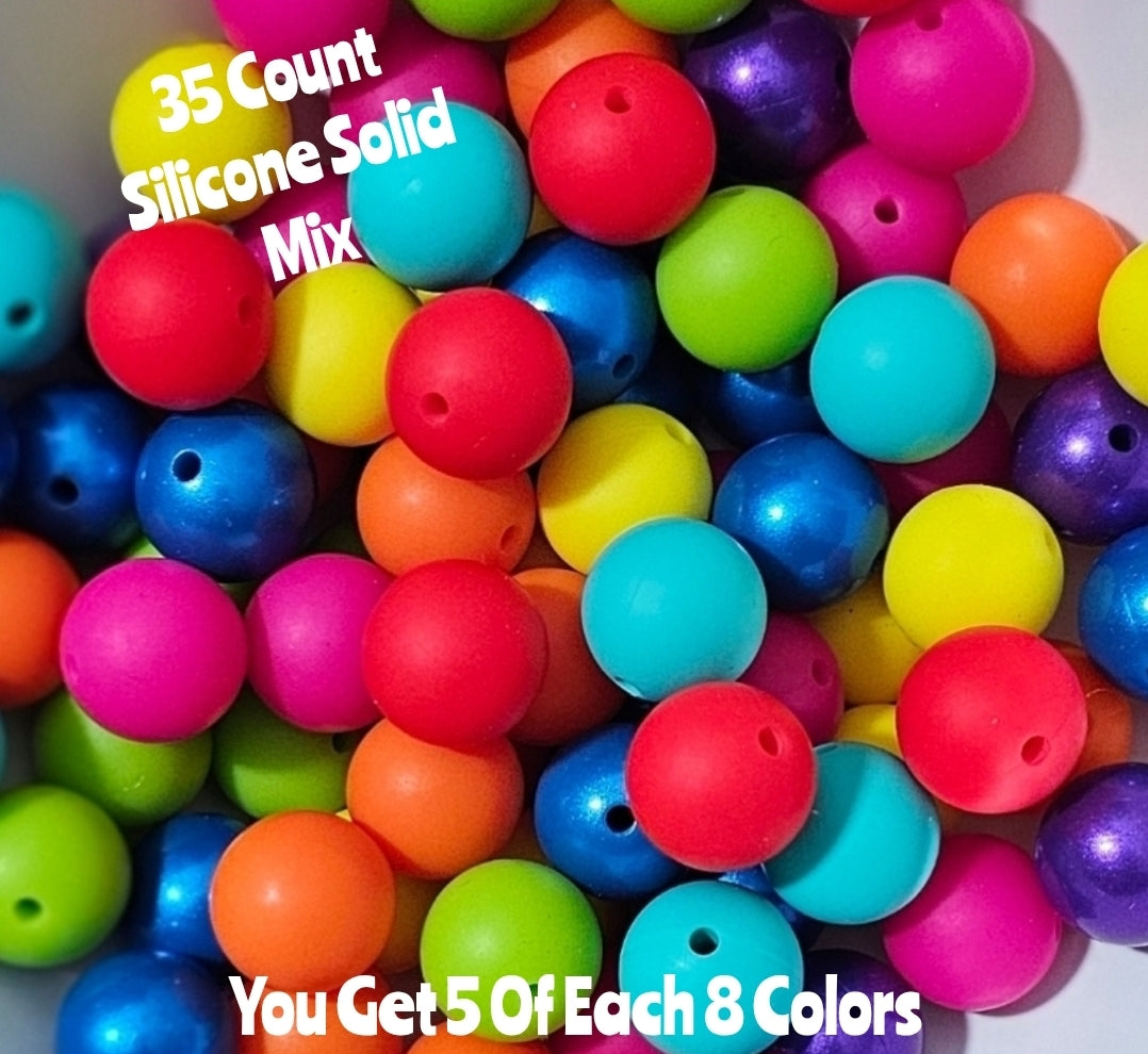 15mm DIY Silicone Beads Solids Mixed Colors Craft Supplies