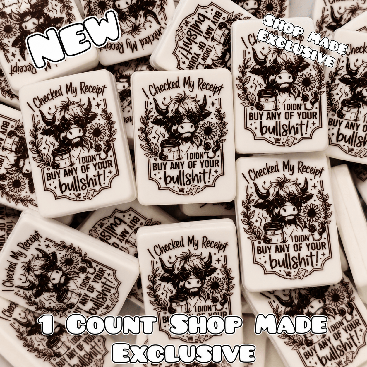 New 1 Count Focal Bead I Sarcastic Cow