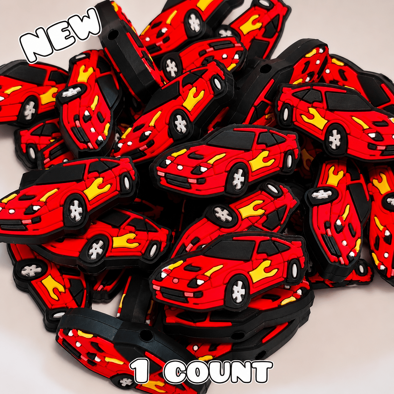New 1 Count Hot Rod Cars Focal Bead