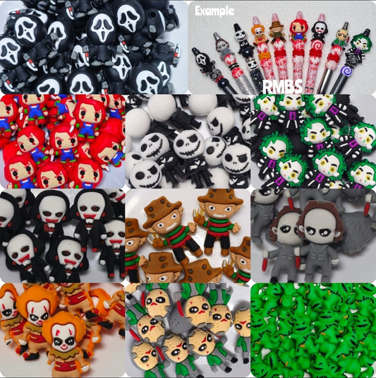 DIY Focal Bead 1 Count 3D Beads Craft Supplies Character Halloween Freddie Jason Myers Pennywise Scream Jason Beetlejuice Chucky