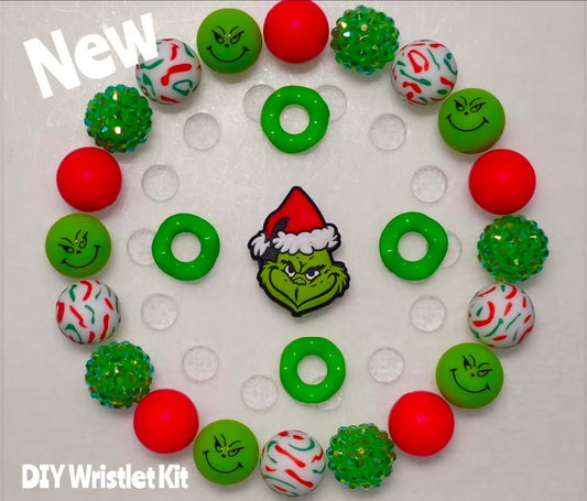 New 1 Count DIY Deluxe Beadable Wristlet Kit- Christmas Grinch Beadable Accessories