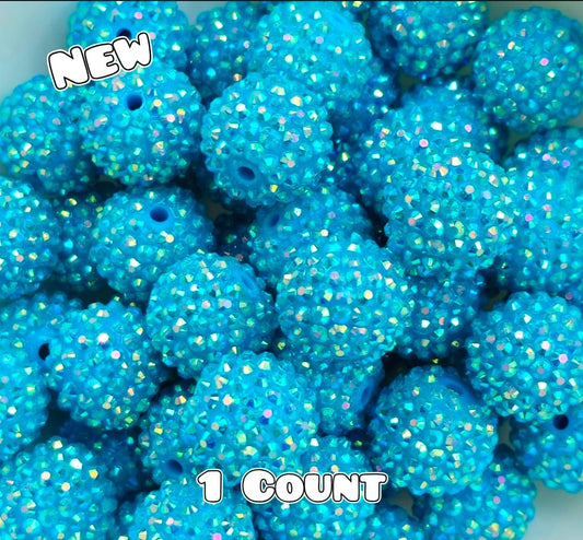 20MM New 1 Count Acrylic Rhinestone Beads AQUA TEAL